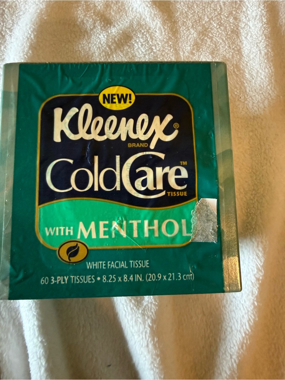kleenex tissues Cold Care With Menthol New eucalyptus scent NOS Vintage